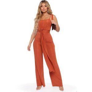 Fashion Nova Rust Jumpsuit